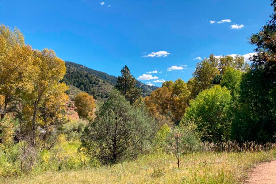 Clear blue sky over the Eagle’s View Trail Loop in Colorado