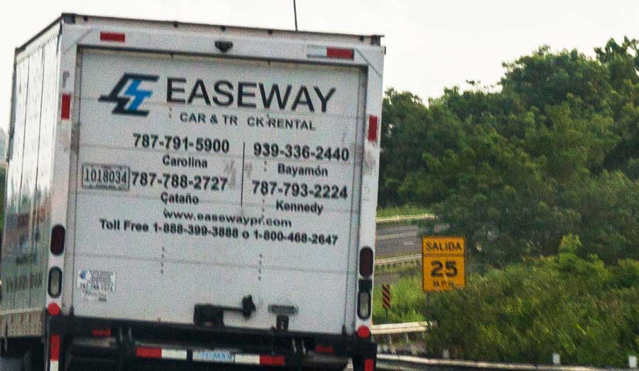 View of an Easeway truck on the road