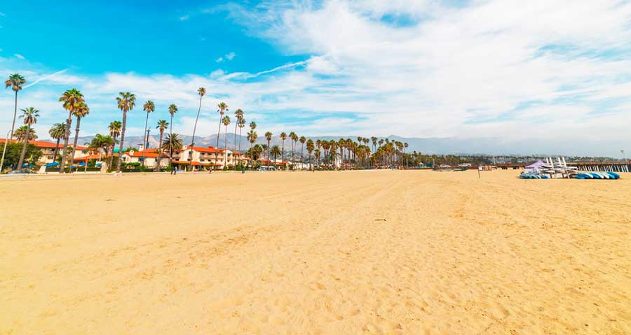 View of the clear blue sky over East Beach