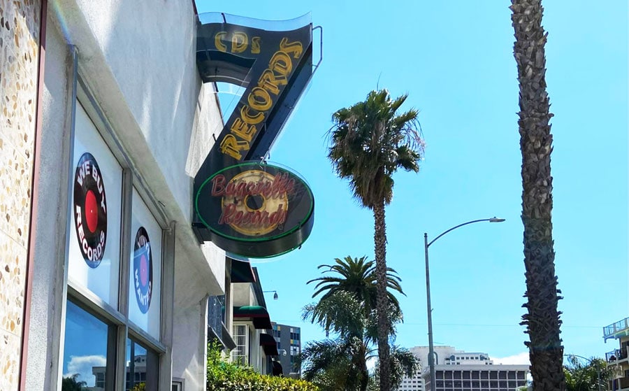 View of a record store in Long Beach