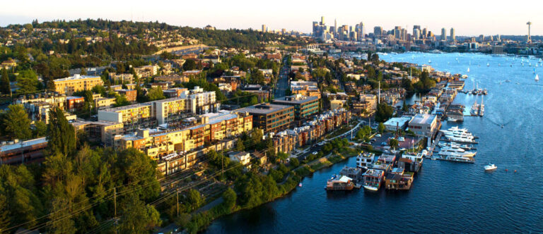 Aerial view of Eastlake and Downtown Seattle