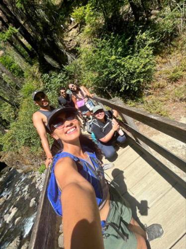 Editor Abigail and friends taking a selfie at the Wahclella Falls Trail