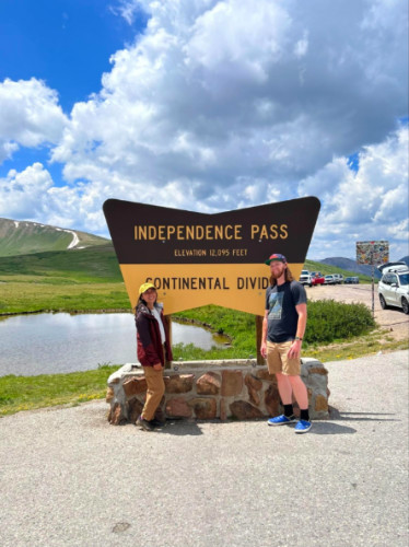 Travel Lemming editor Abigail and her husband at the highest point on Independence Pass