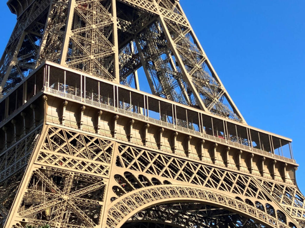 Clear blue sky over the Eiffel Tower