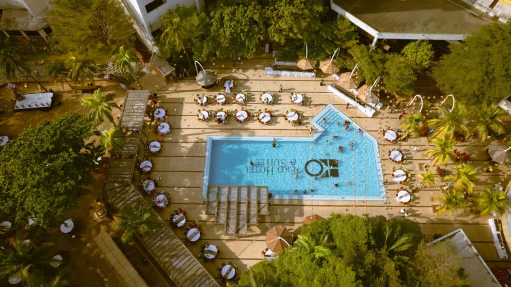 Aerial view of the pool area in Eko Hotels & Suites