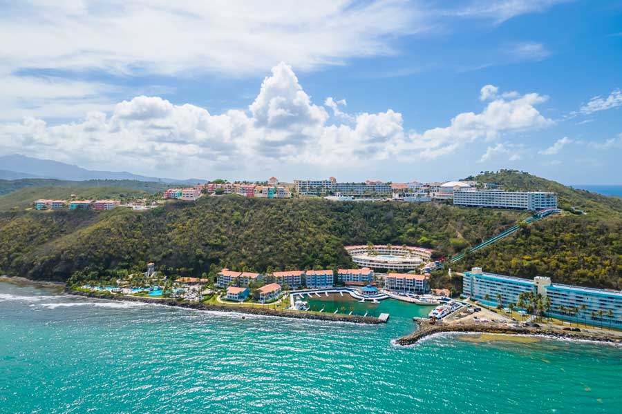 Aerial view of the beach in El Conquistador Resort