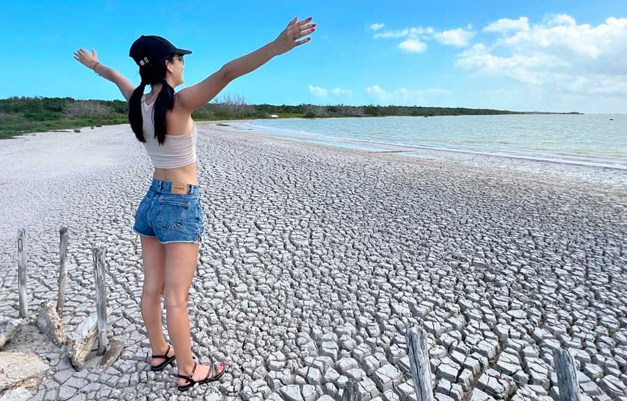 Clara admiring the view from a lagoon in El Cuyo