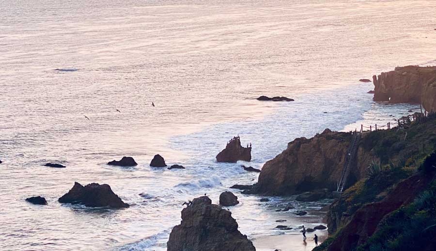 View from El Matador Beach during sunset in Malibu