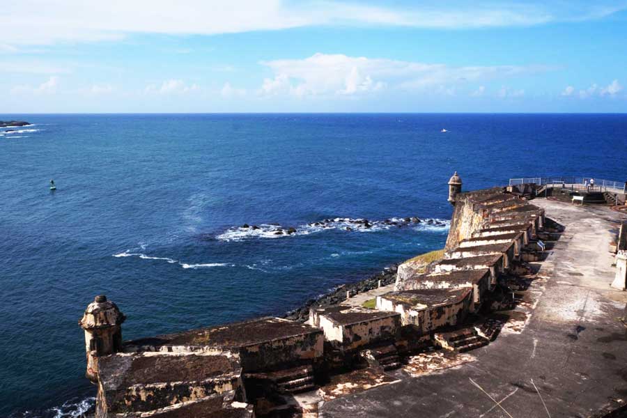 View of the blue water from El Morro