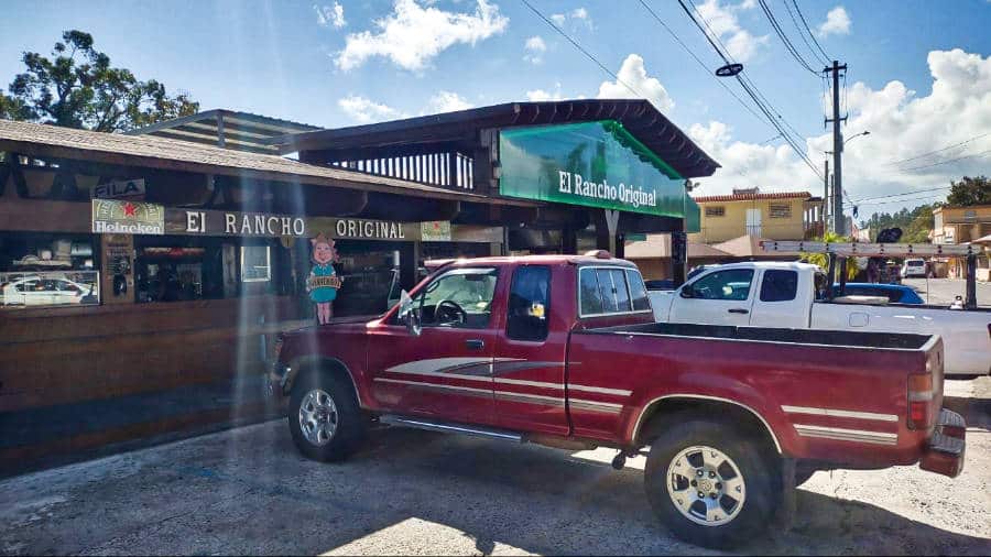 View of the parked cars outside El Rancho Original