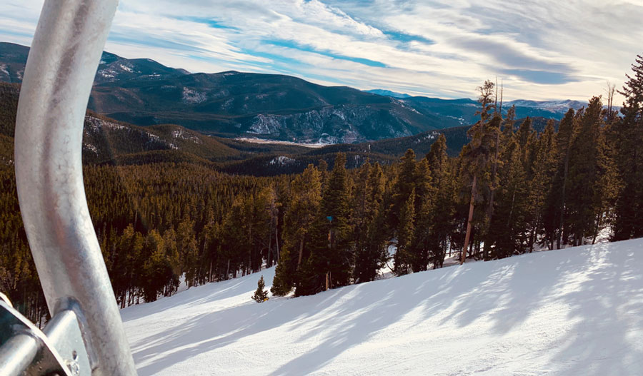 View of the Eldora Mountain while riding a ski lift