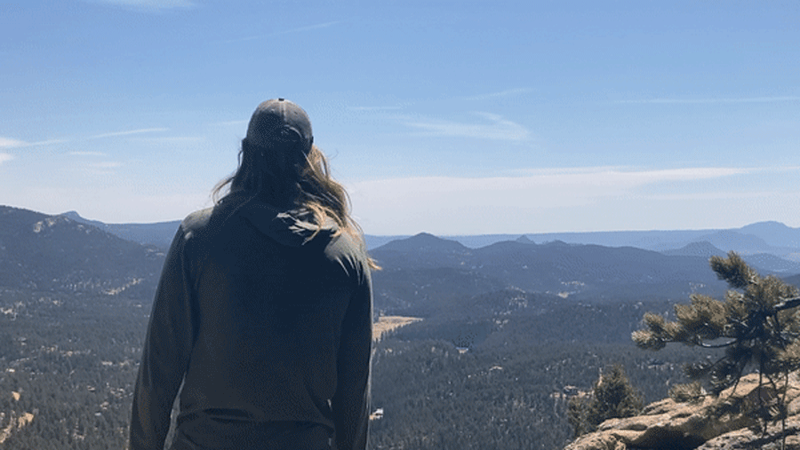 The author's husband admiring the view at the Elk Falls Overlook