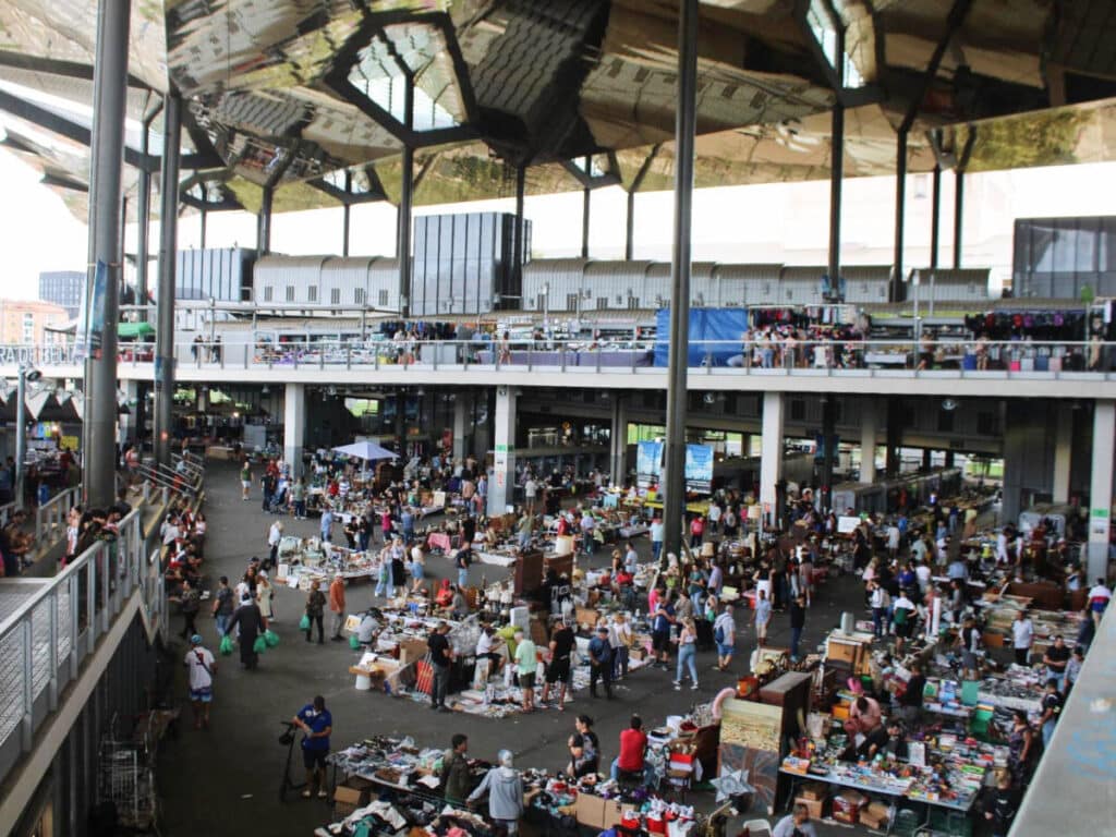 View of people at the Els Encants Flea Market