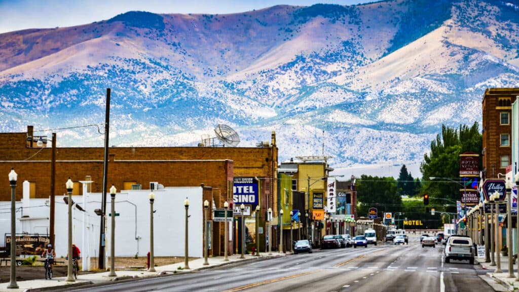 Scenic view of the mountains from the main street