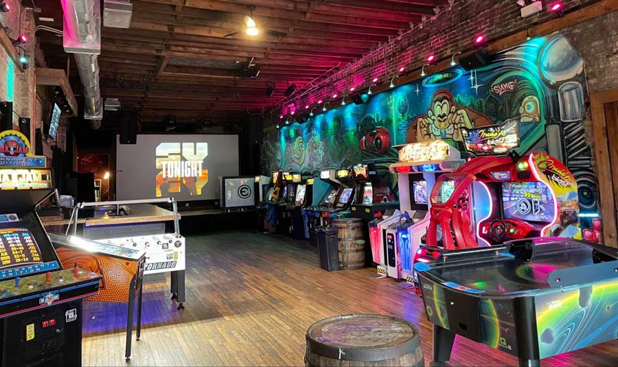 Different kinds of arcade games inside Emporium Arcade Bar
