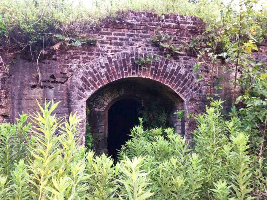 View of the spooky and overgrown fort entrance outside New Orleans