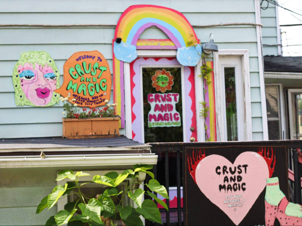 The colorful displays at the entrance of Crust and Magic