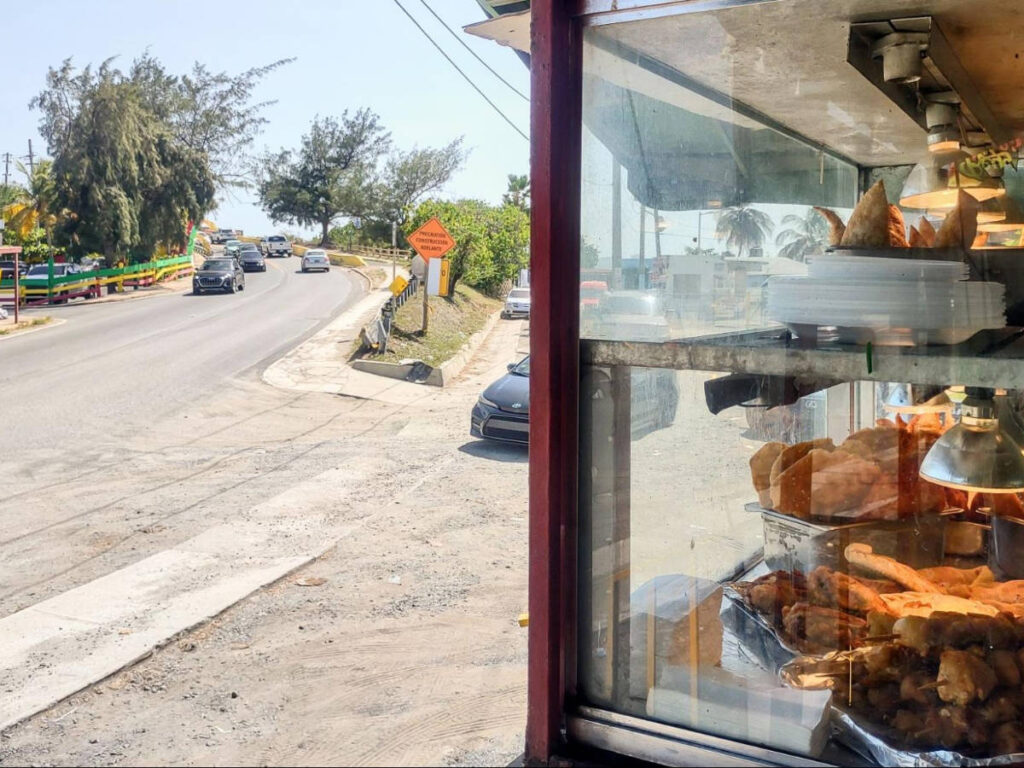 Fritters displayed on a store at the entrance of Piñones