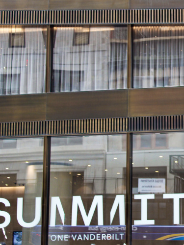 View of the logo of SUMMIT One Vanderbilt at the entrance