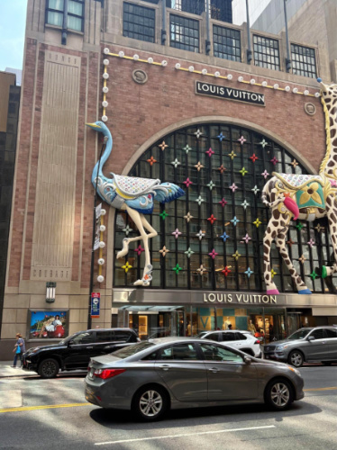 View at the back entrance to Louis Vuitton flagship store