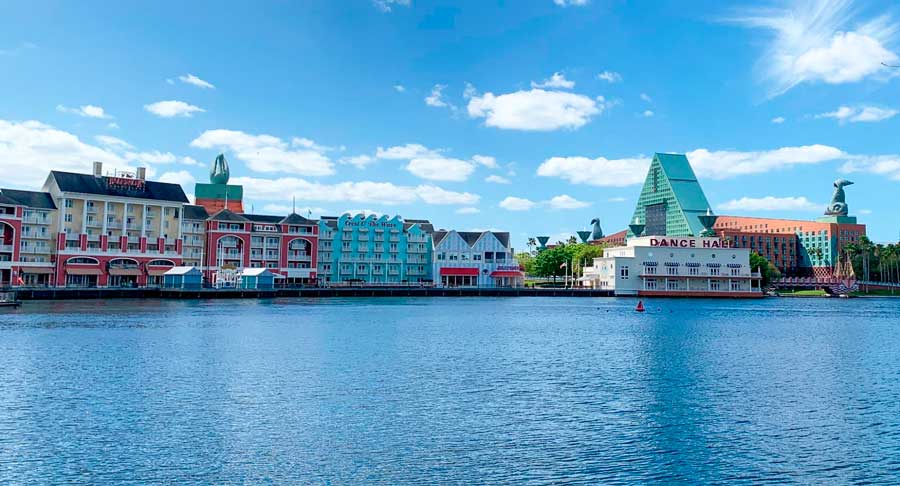 The Disney World Swan and Dolphin Resorts from afar
