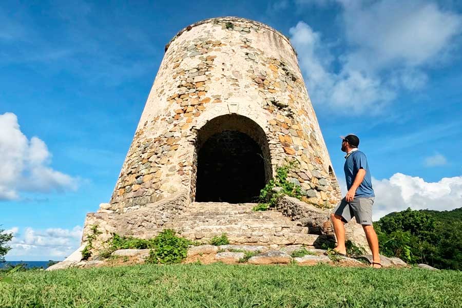 The author visiting the Windmill ruins in St. Croix