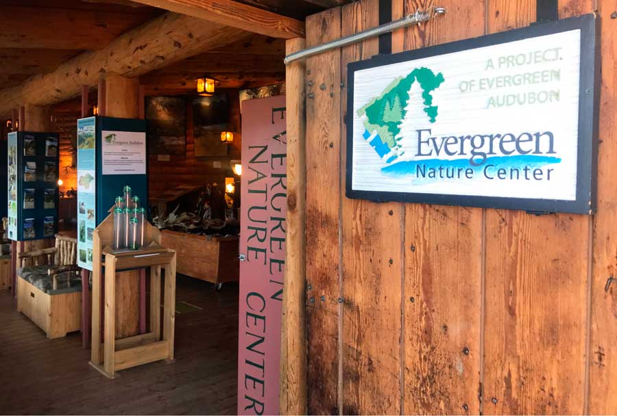 The Evergreen Nature Center signage on the entrance