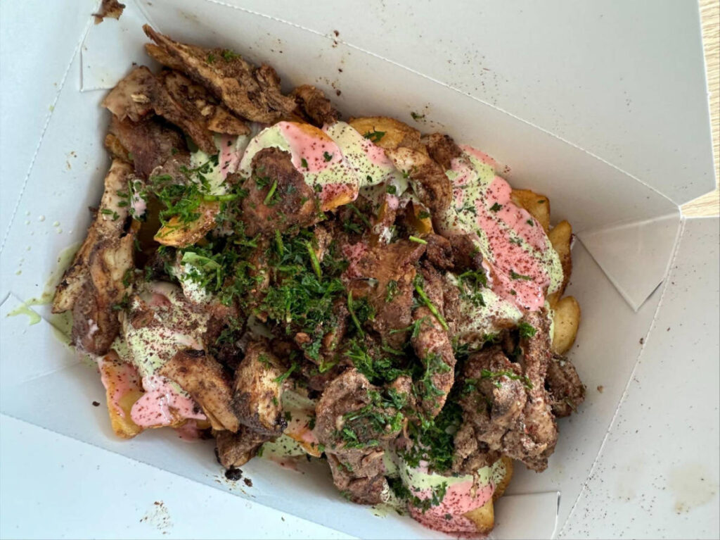 Chicken shawarma fries from Evette’s
