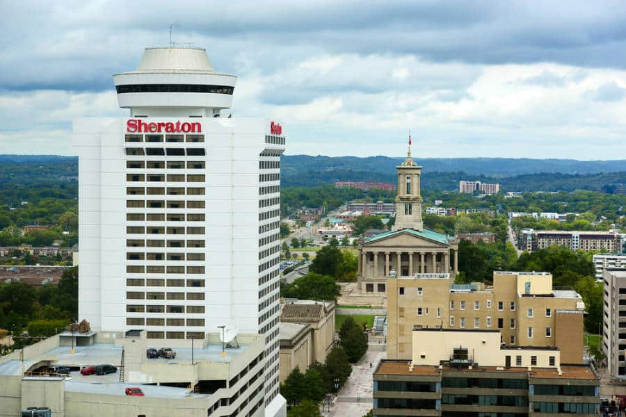Aerial view of the Sheraton Grand building