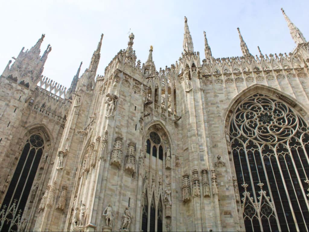 Exterior view of the Milan Cathedral in Italy