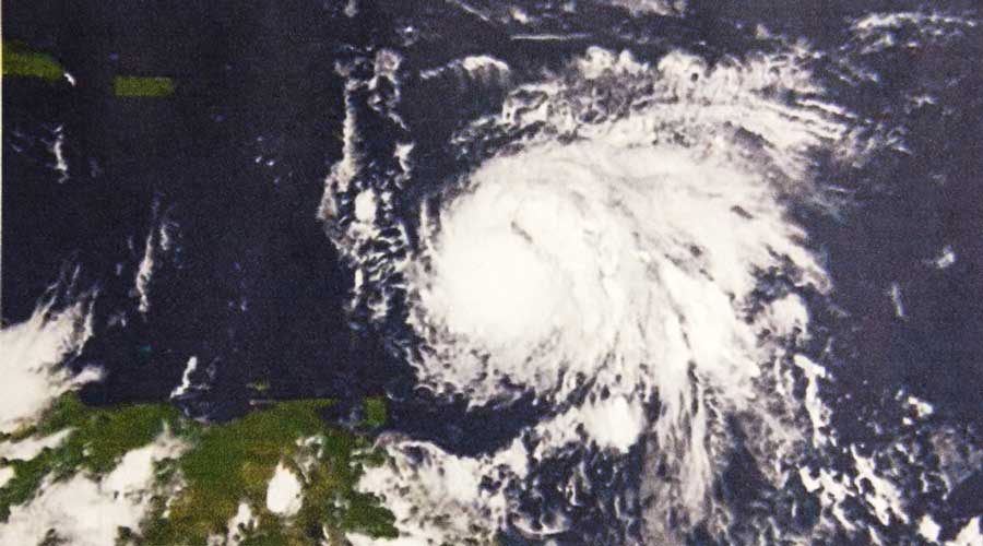 View of the eye of the hurricane Maria in 2017