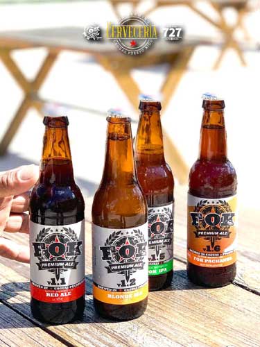 View of beer bottles from FOK’s Brewing Co.