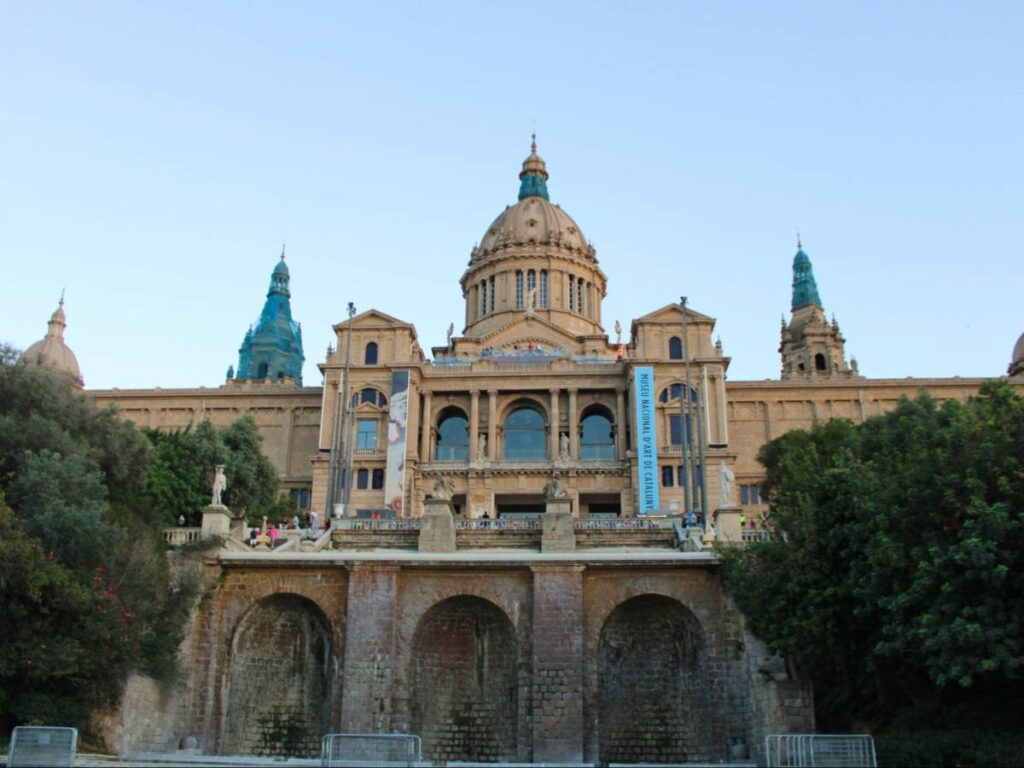 View of the majestic facade of Museu Nacional d’Art de Catalunya