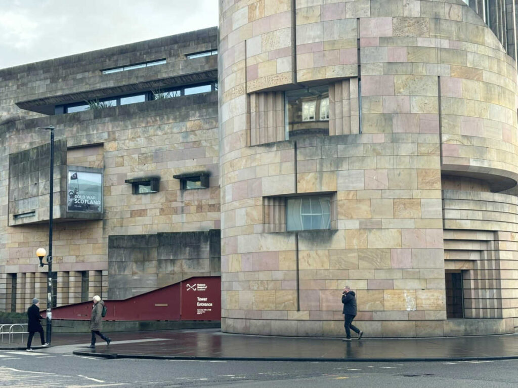 People wandering outside the National Museum of Scotland