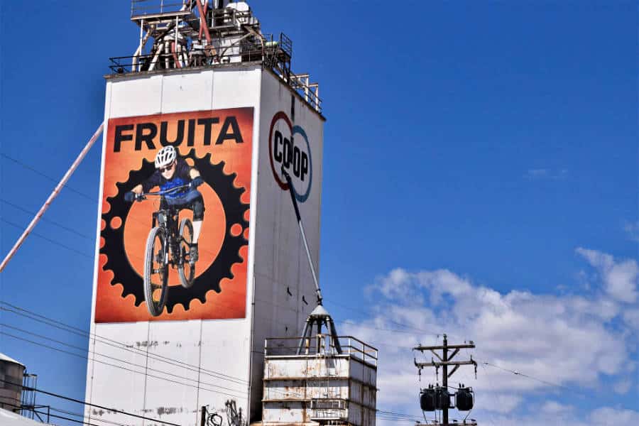 View of the Fruita poster on the Factory Tower in Fruita, Colorado