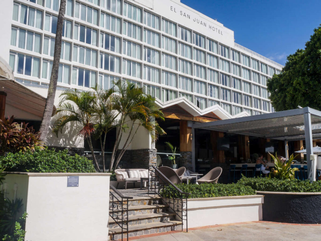 The Fairmont El San Juan Hotel building from the outside