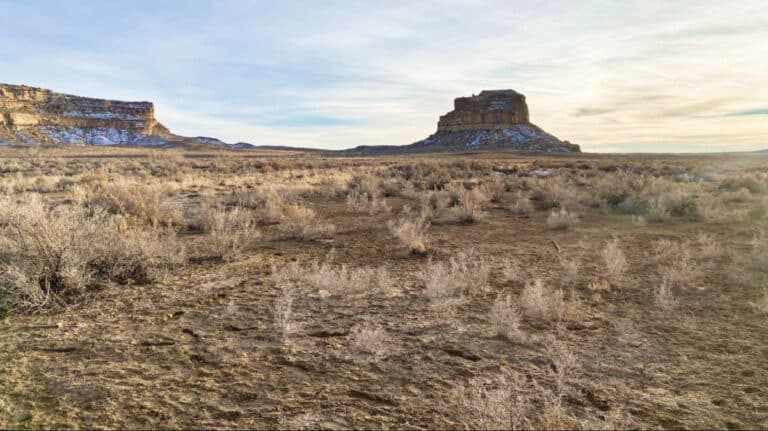 View of the Faja Butte historical park in New Mexico at sunrise