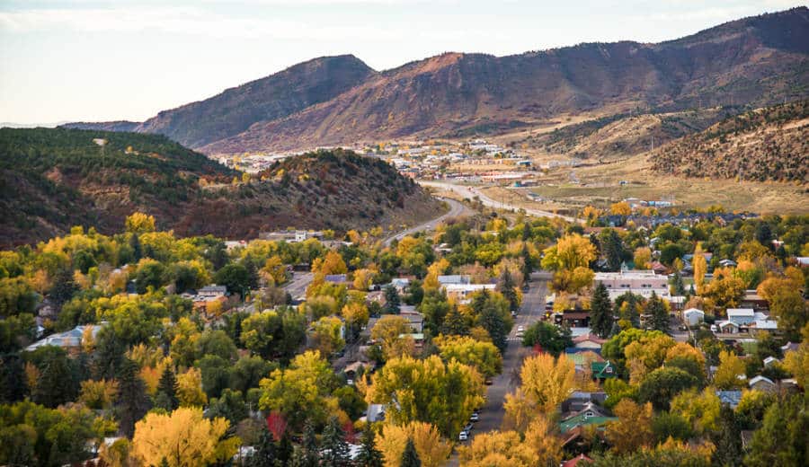 Scenic view of Durango during the fall with yellow colored leaves
