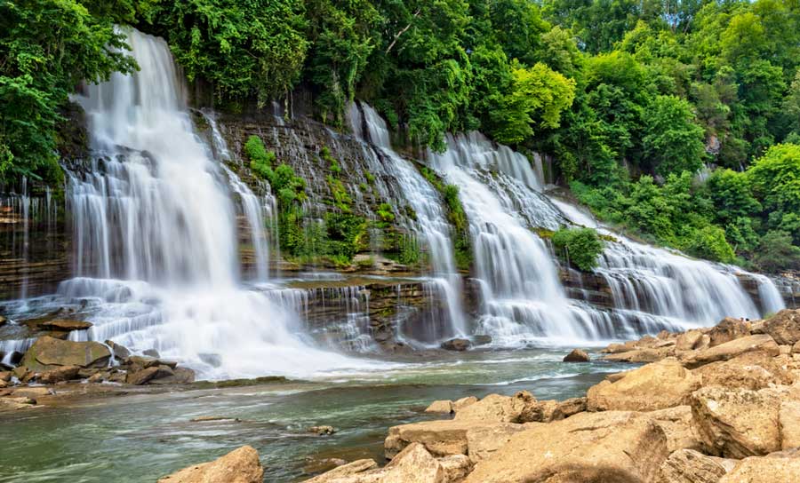 View of the twin falls in Rock Island State Park