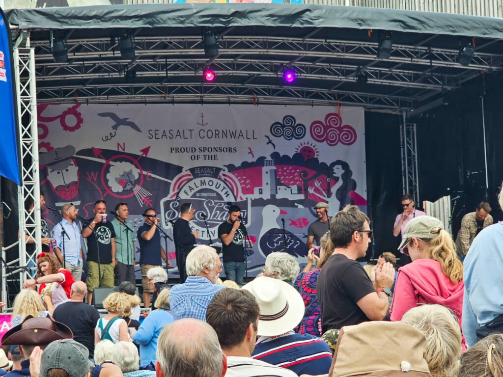 The crowd watching the stage at the Falmouth International Sea Shanty Festival