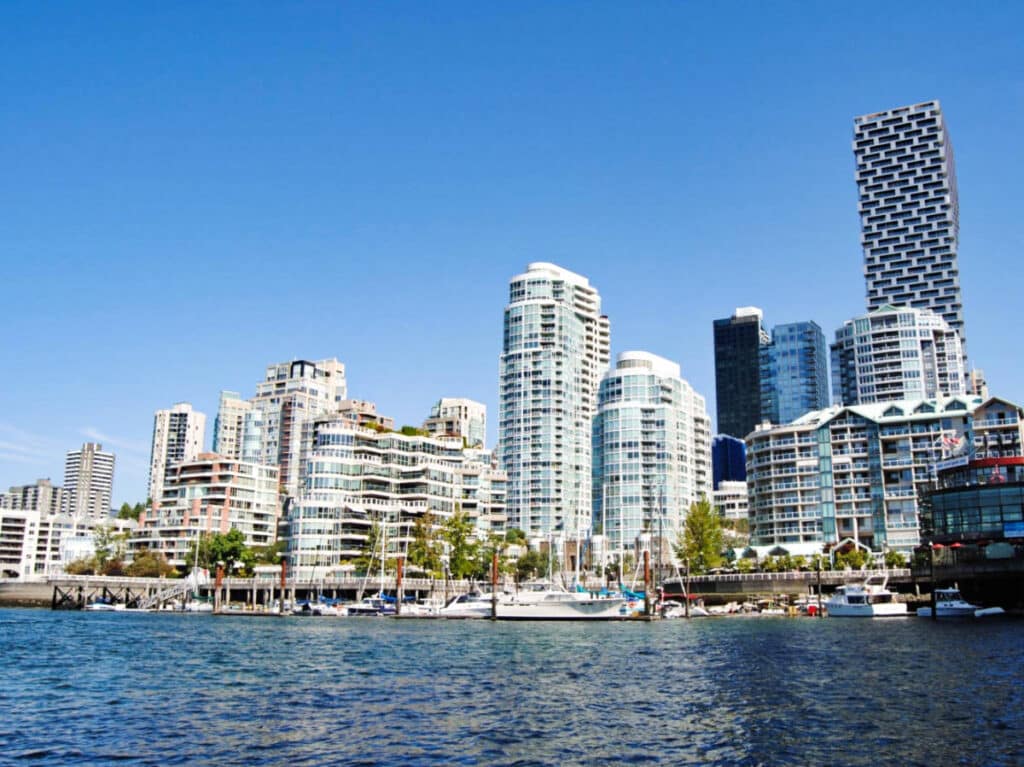 View of the high-rises and False Creek in Downtown Vancouver