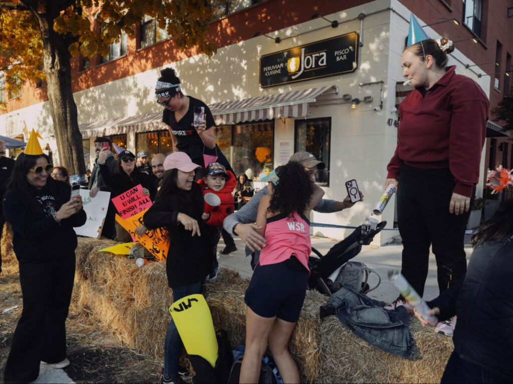 Families supporting the runners in the NYC Marathon