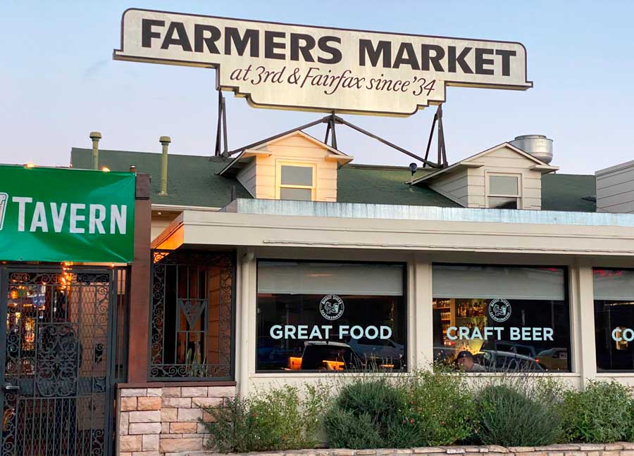 View of the Farmers Market sign at The Grove