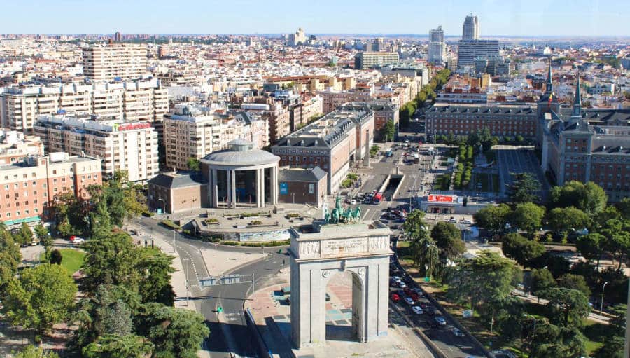 Aerial view of the cityscape of Madrid