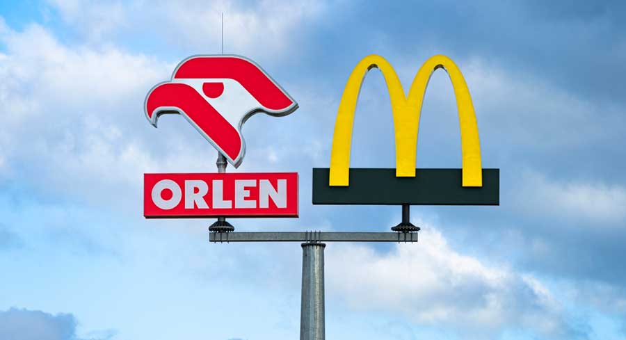 Orlen and McDonals signage on a pole