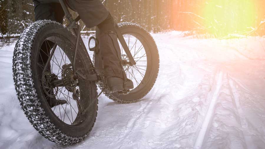 View of a fat bike on a snow