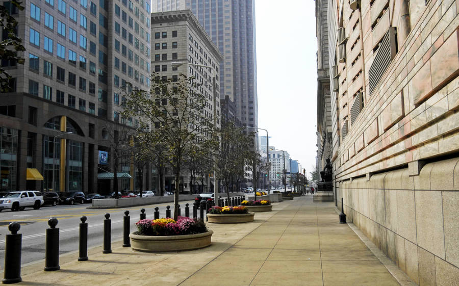 View outside the Federal Reserve Bank of Cleveland Money Museum