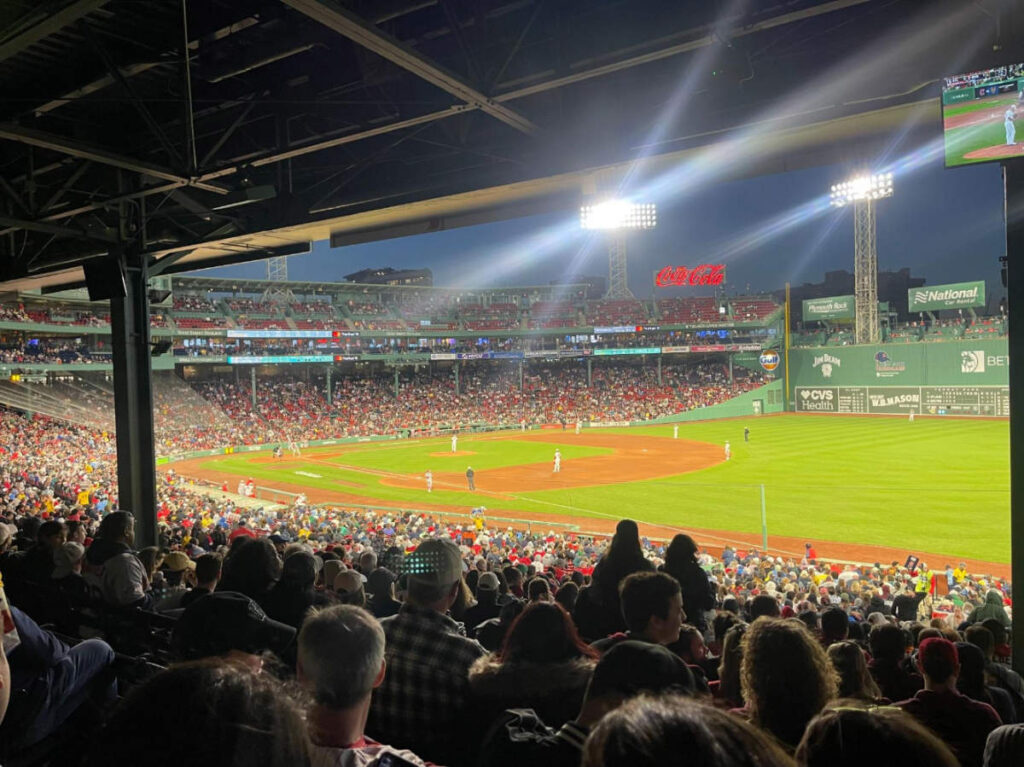 People watching a game at the Fenway Park