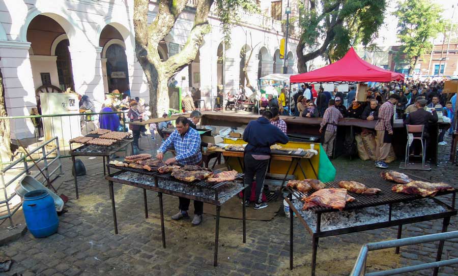 View of people at the Feria de Mataderos