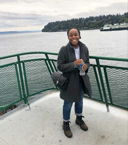 The author on her ferry ride in Seattle